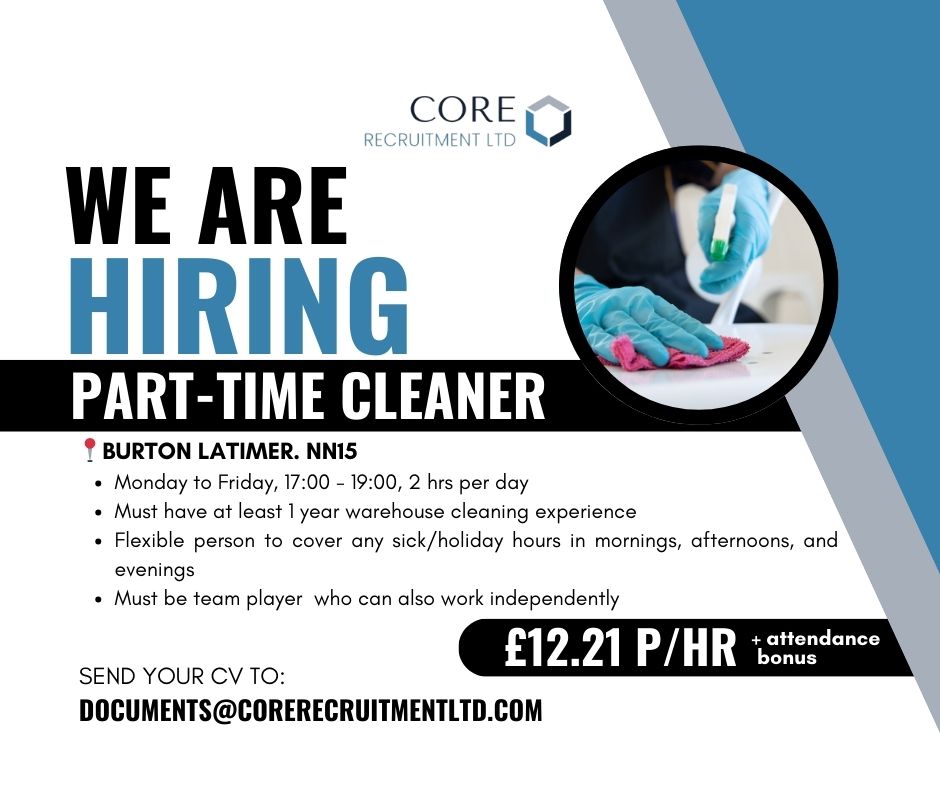 We are hiring PART-TIME CLEANER!