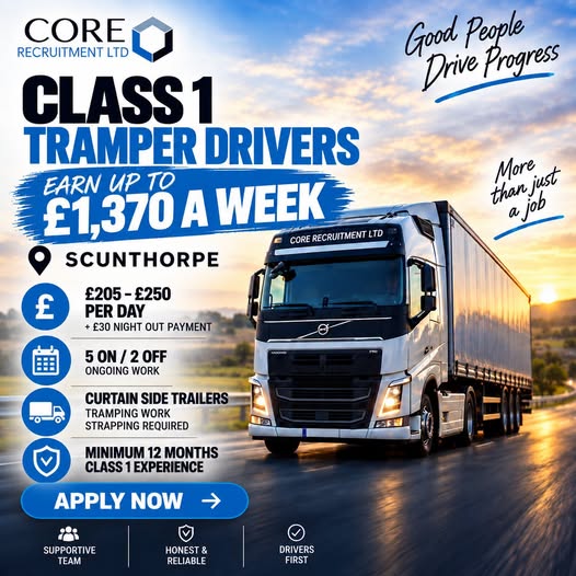 We are hiring HGV CLASS 1 TRAMPER DRIVERS!